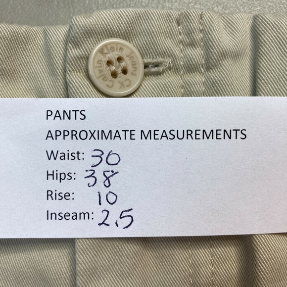 Vintage 90s Calvin Klein Khaki Shorts 9 Fits M 30x2.5 Pockets High Rise Womens - Picture 8 of 8